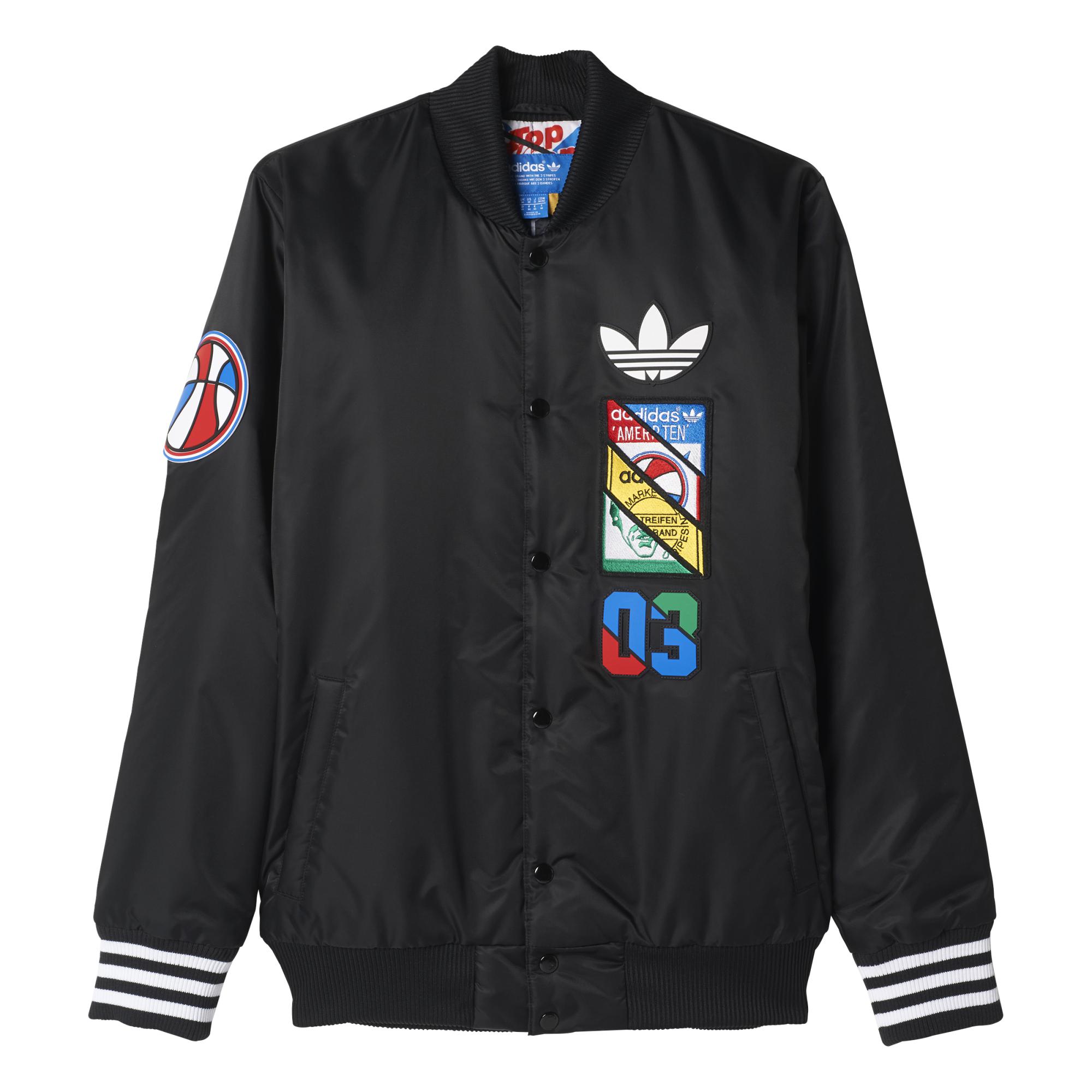 juego gas En realidad Adidas Originals Chaqueta Tongue Labels Varsity (negro)