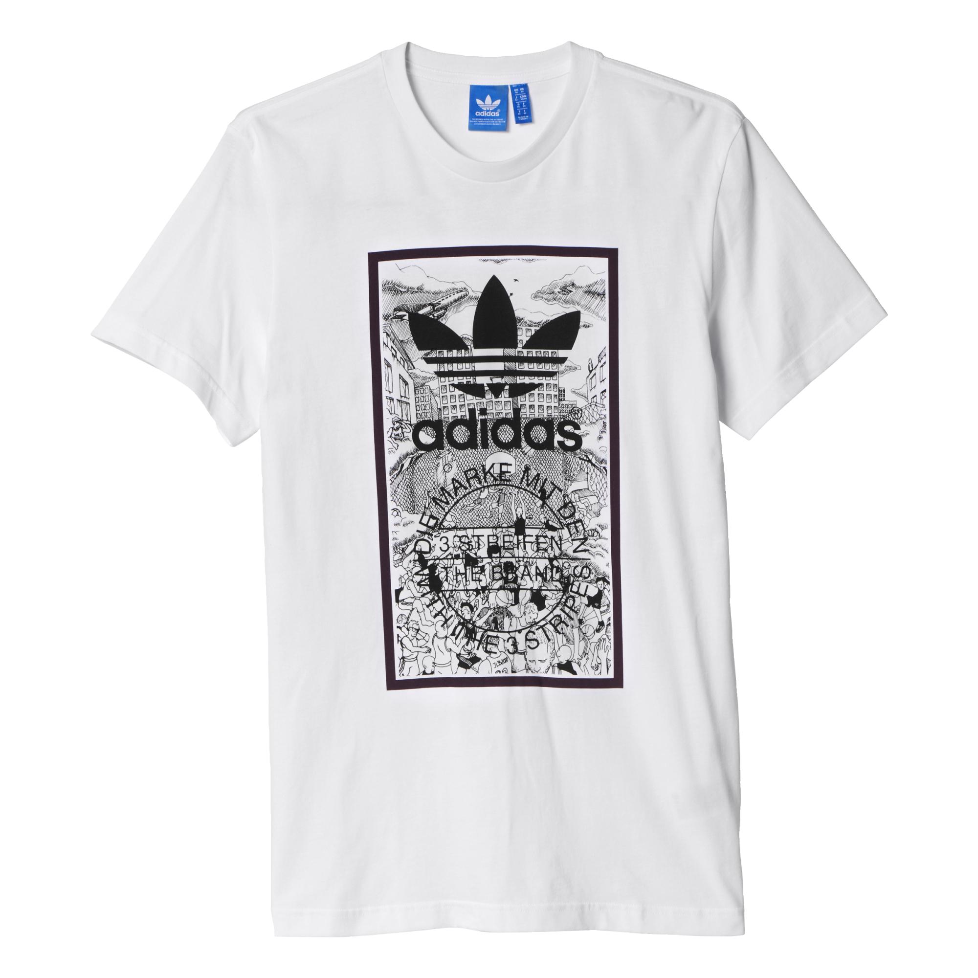 Enfatizar Persona madera Adidas Originals Camiseta Hand Drawn Basketball (blanco)