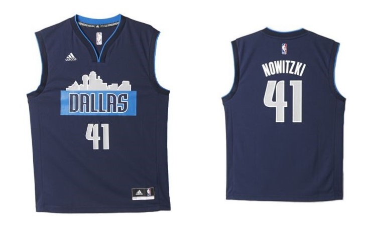 Camiseta Réplica Nowitzki Dallas Mavericks (navy/gri