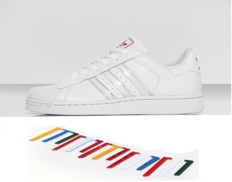 Adidas Superstar 2 K (36-40)(blanco/rojo/multicolor)