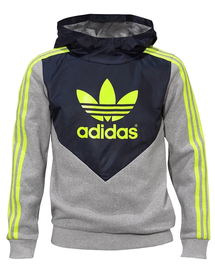 Adidas Original Sudadera Fun H Flock (gris/navy/lima)