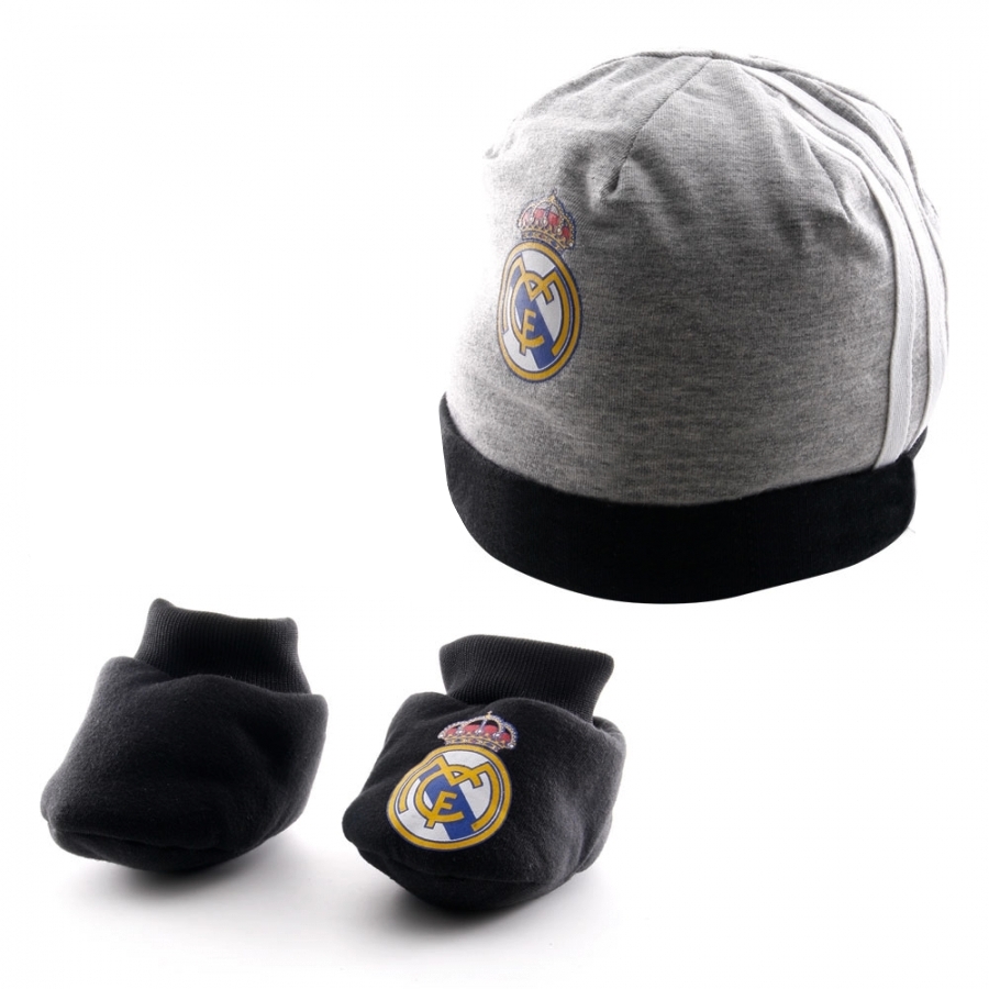 Adidas Bebé Gorro+ Patucos Real Madrid (gris/negro/blanco)