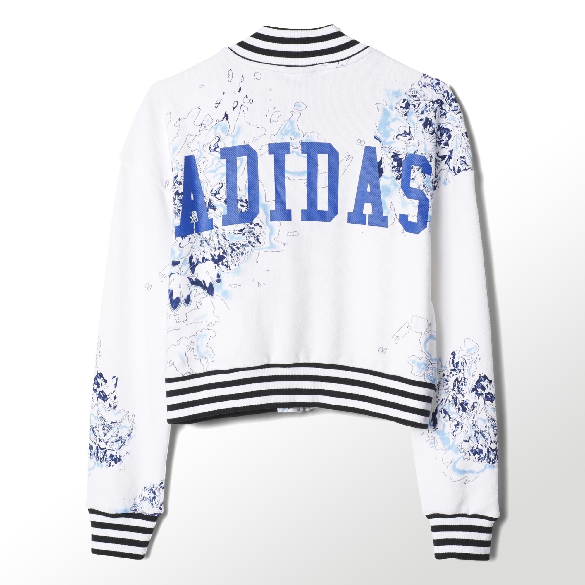 mezcla envase Escabullirse Adidas Originals Mujer Chaqueta London Printed (blanco/azul/negr