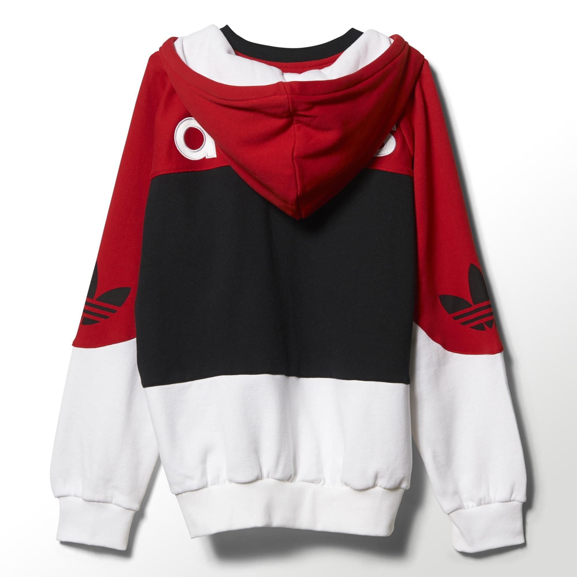 sudadera blanca y roja