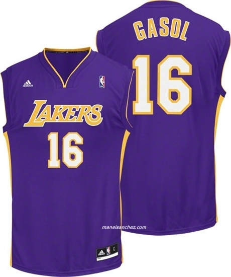 Original ratón Cancelar Adidas Camiseta Réplica Gasol Lakers (purpura)