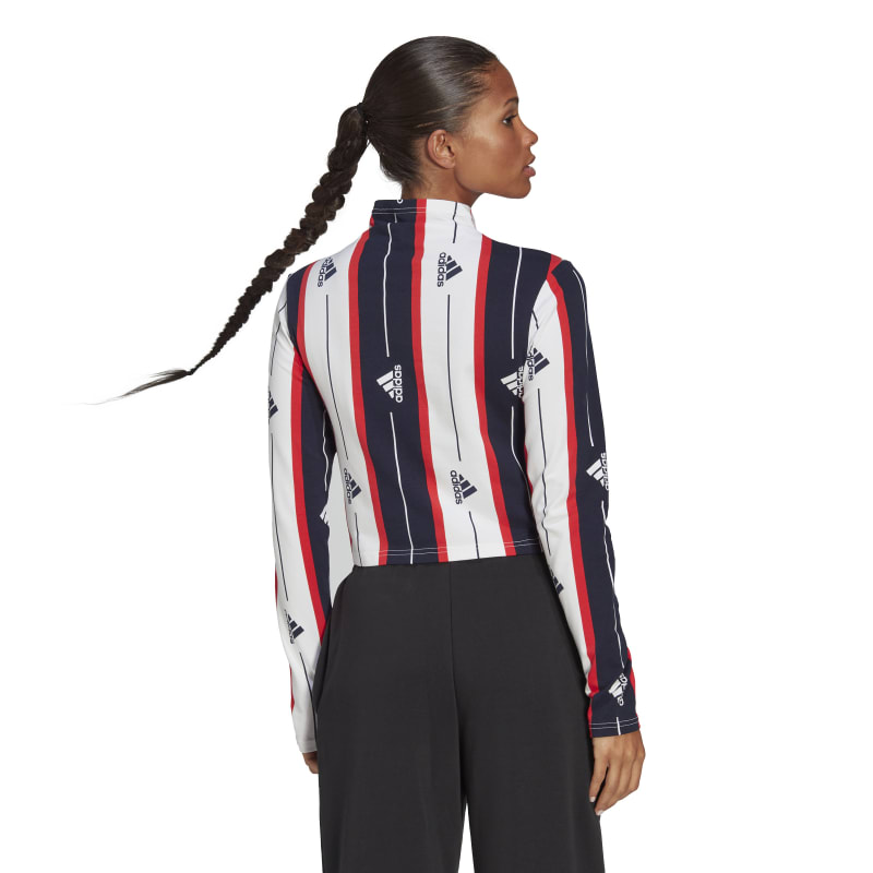 facil de manejar Consejo Revolucionario Adidas Essentials Pin Stripe Allover Print Long-Sleeve Top