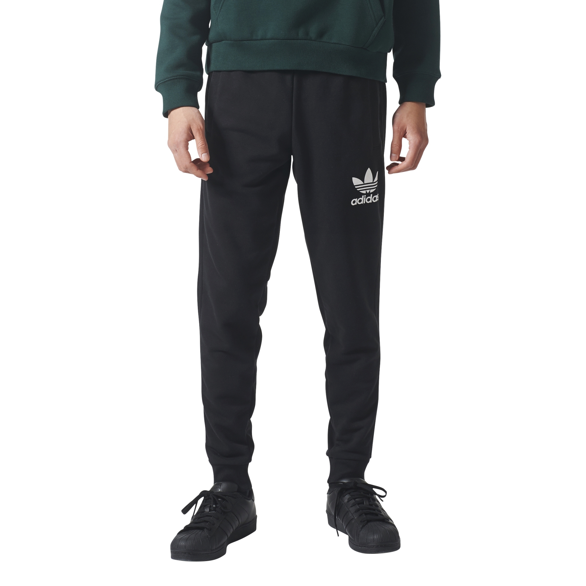 Hablar en voz alta Inocencia Contento Adidas Originals 3 Stripe Cuffed Sweatpants (black)