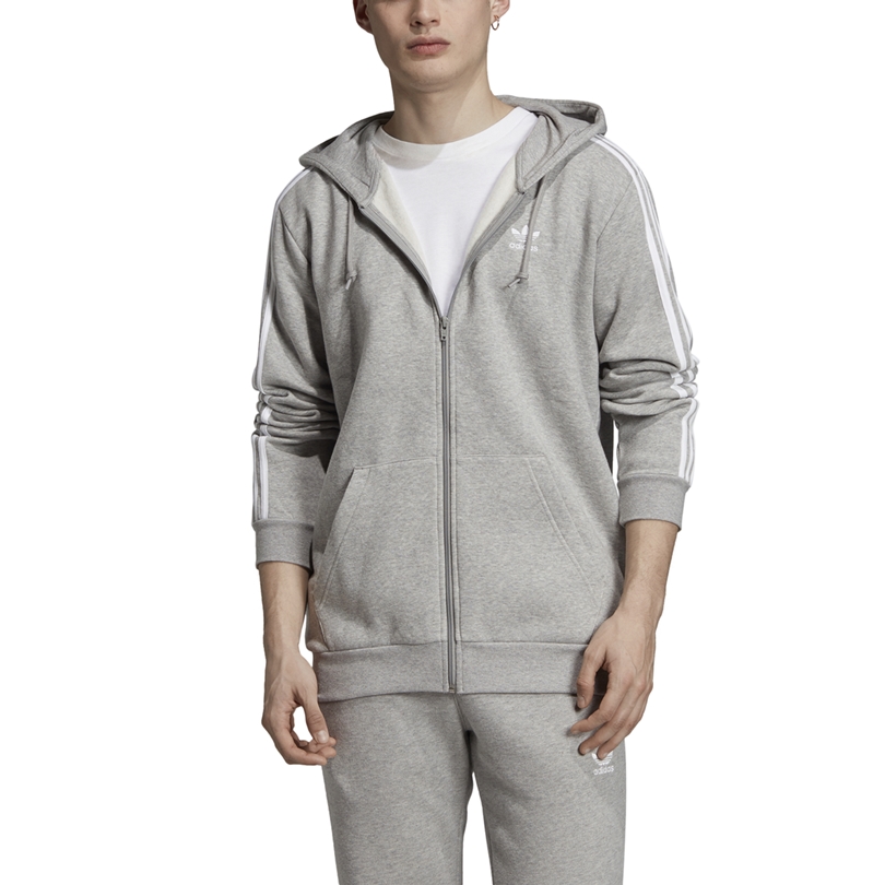 Solicitud Exponer Fortalecer Adidas Originals 3-Stripes Hoodie (medium grey heather)