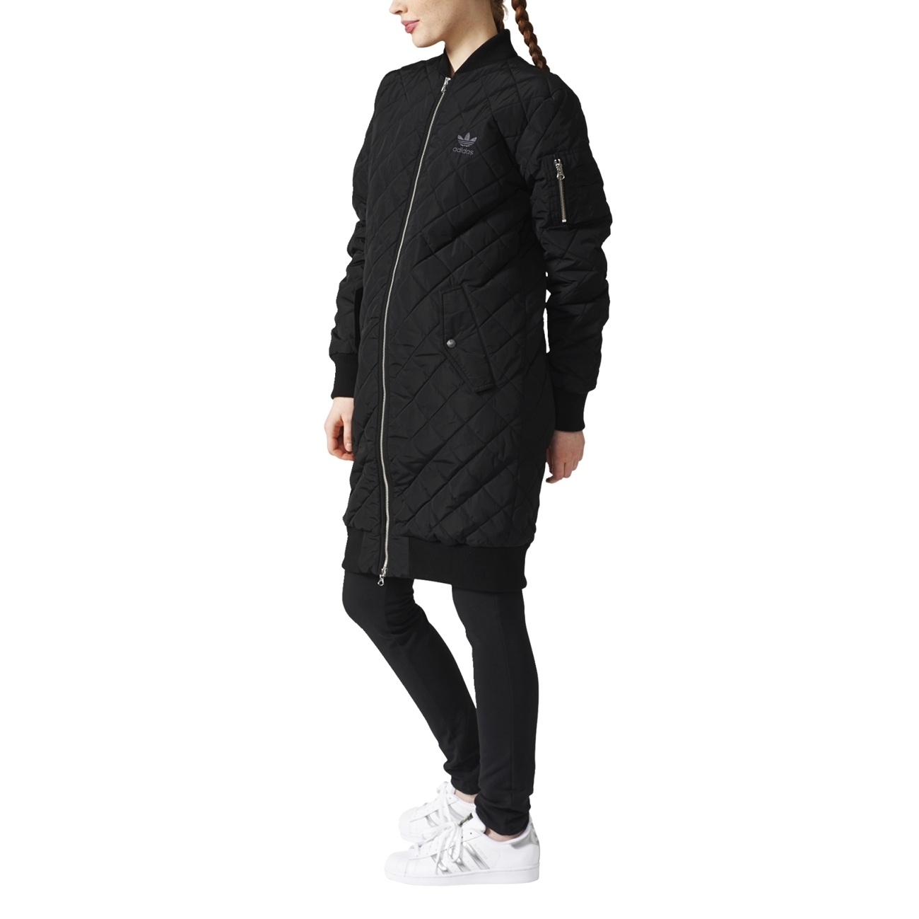 suerte Agente de mudanzas Colectivo Adidas Originals Bomber Long Quilted Jacket W (Black)