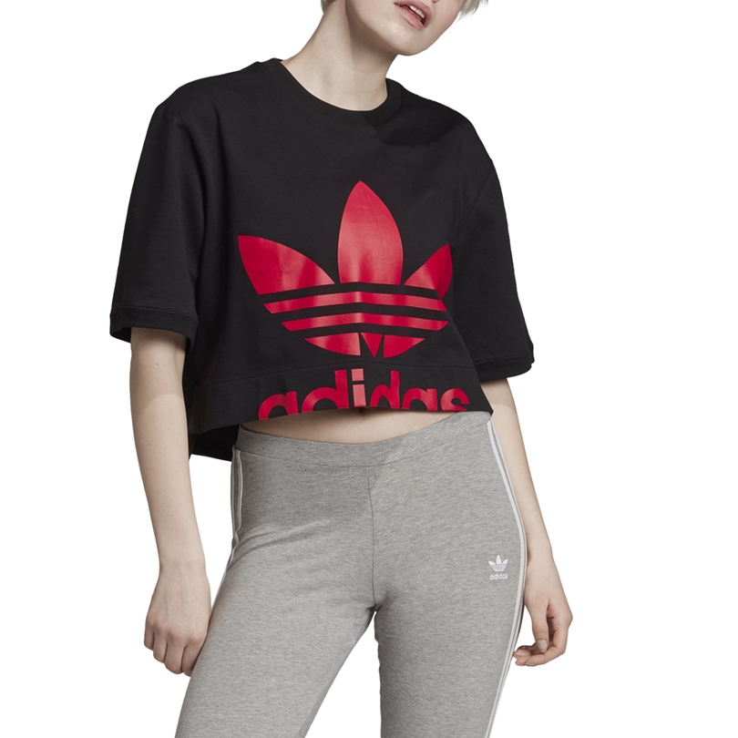 circuito Están deprimidos Conciso Adidas Originals Cropped T-Shirt (black/energy pink)