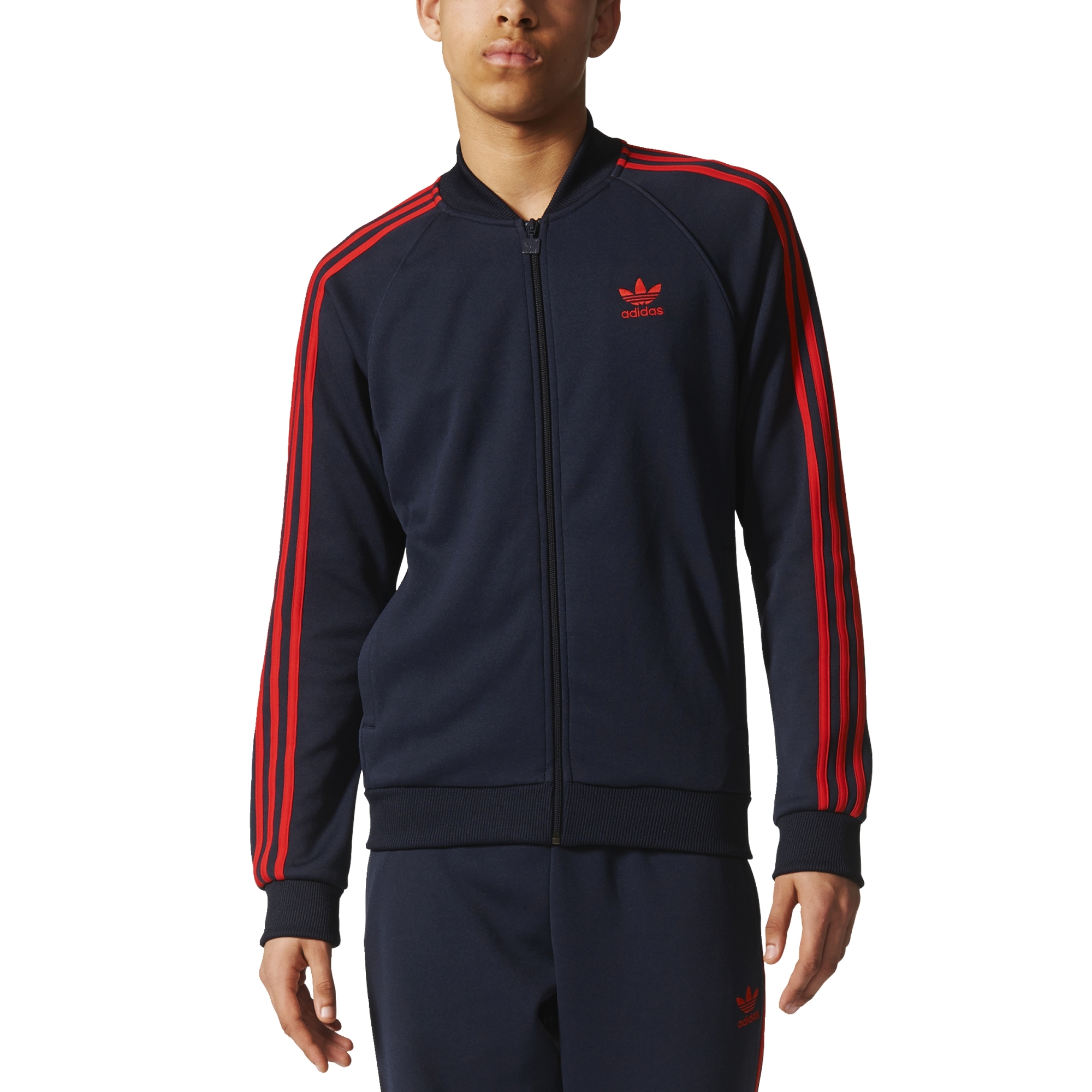 Haz lo mejor que pueda empresario Velas Adidas Originals Superstar Track Jacket (legend ink/red)