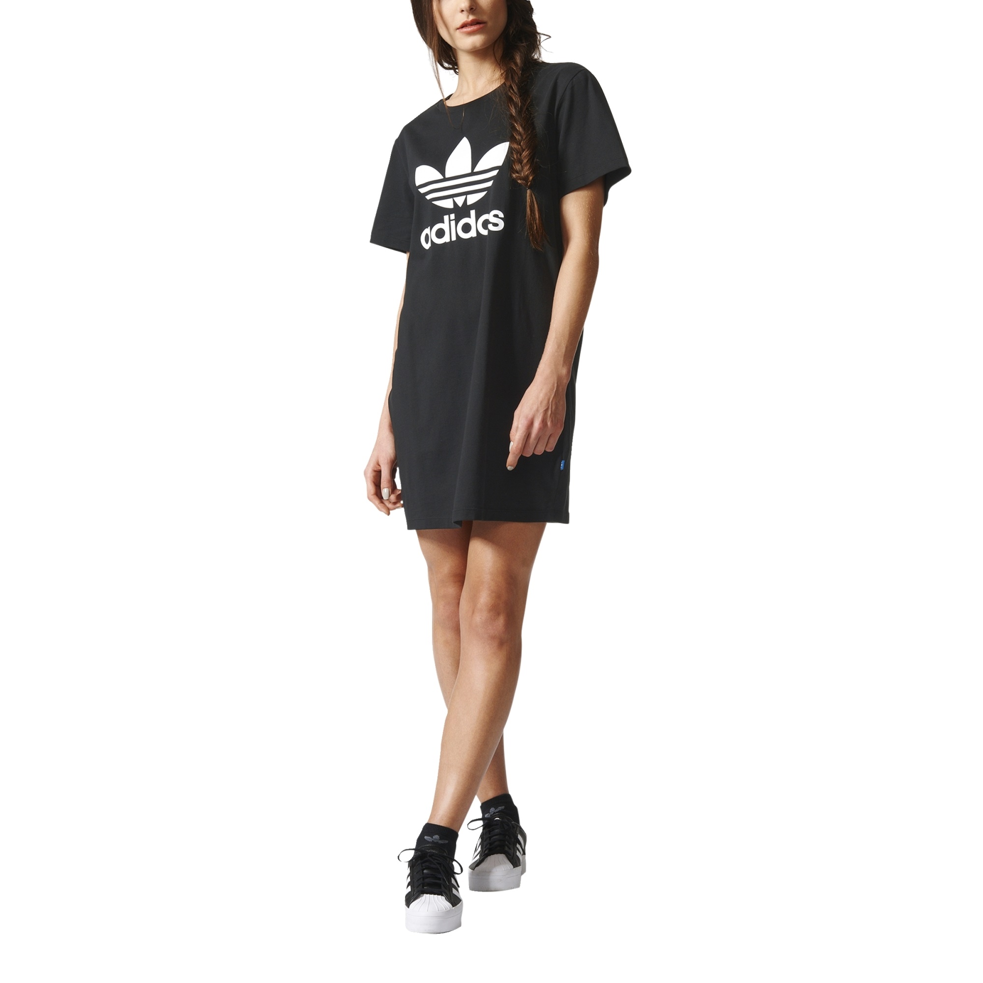 código postal ropa interior cascada Adidas Originals Trefoil Logo Dress Tee (negro)