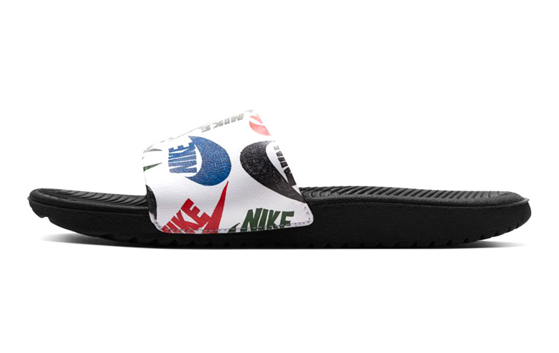 nike kawa slide black and white
