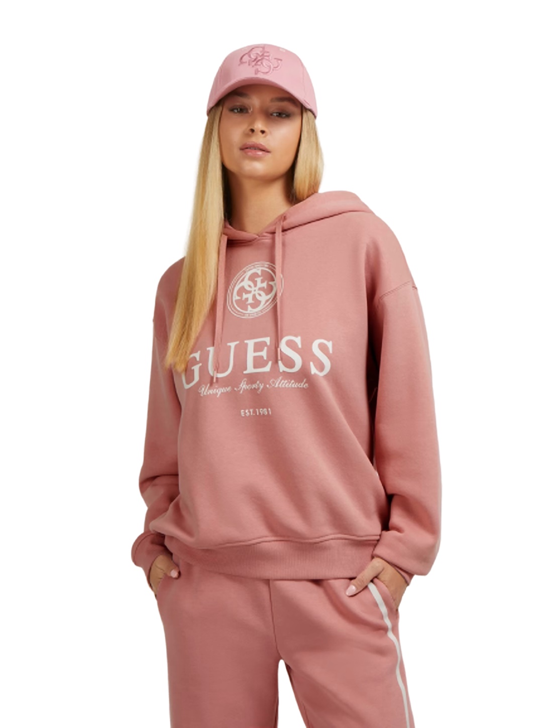 SUDADERA GUESS CN ICON SWEAT ROSA