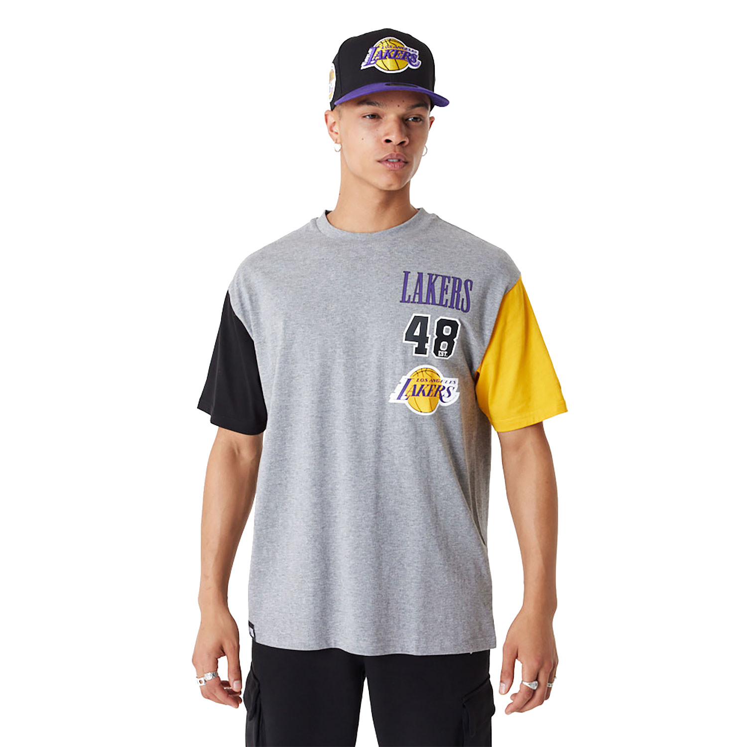 New Era LA Lakers oversized mesh t-shirt in black