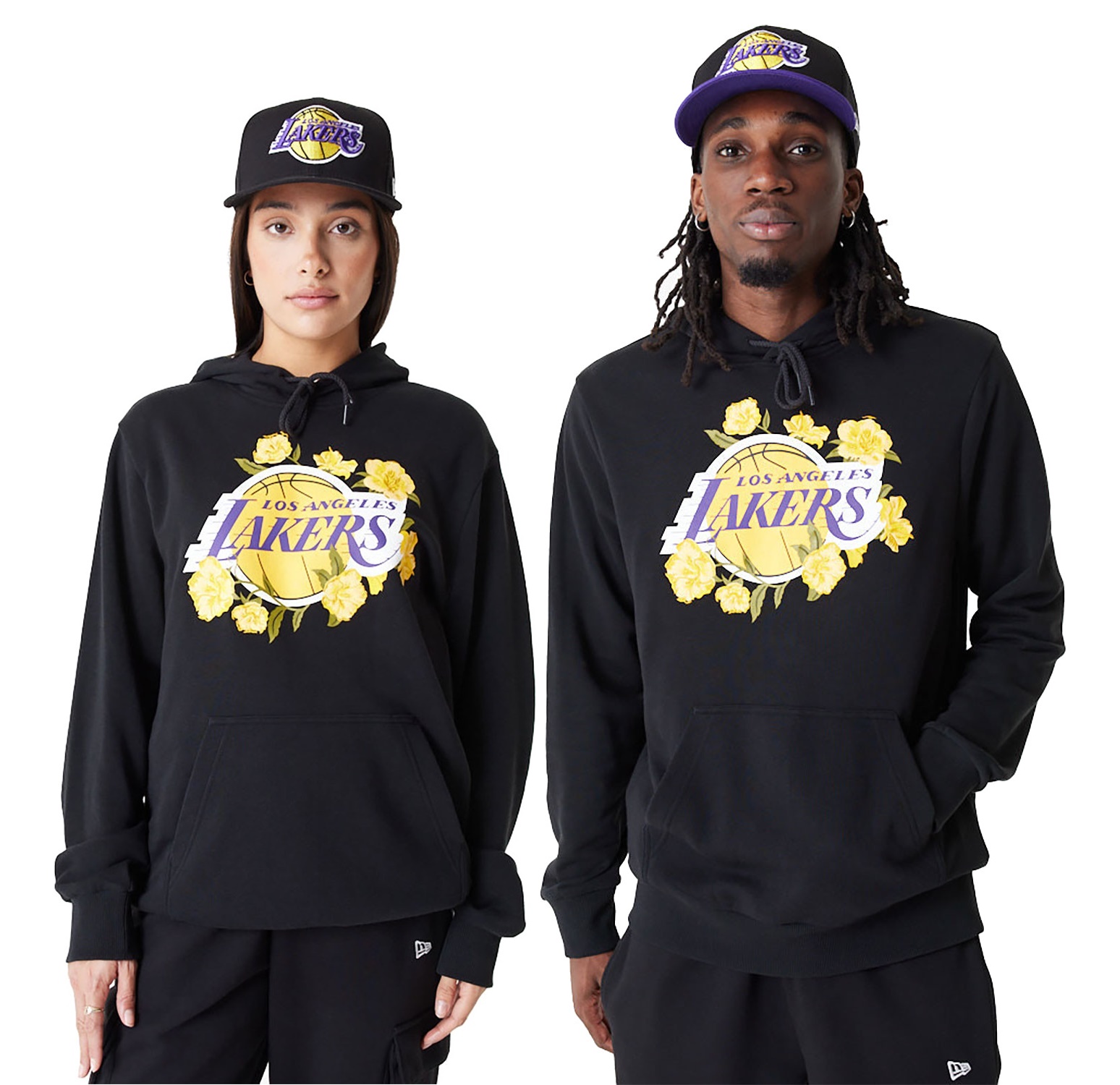 LA Lakers NBA Floral Graphic Black Pullover Hoodie