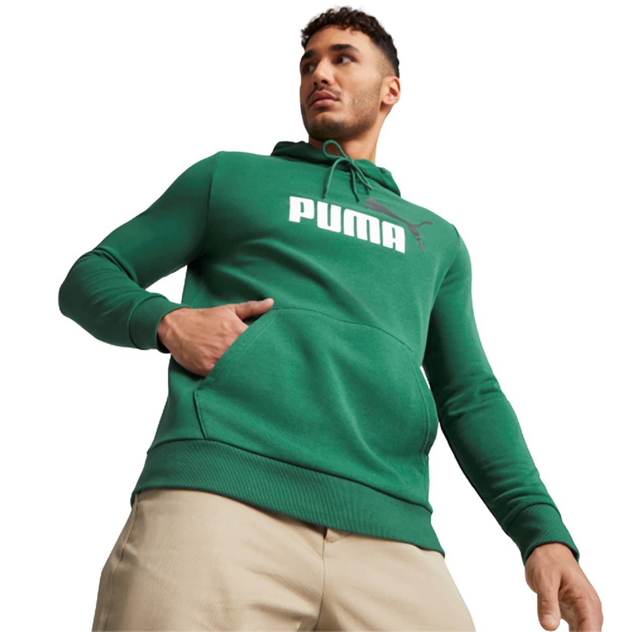 PUMA - Sudadera azul Essentials+ 2 Col Big Logo Hombre